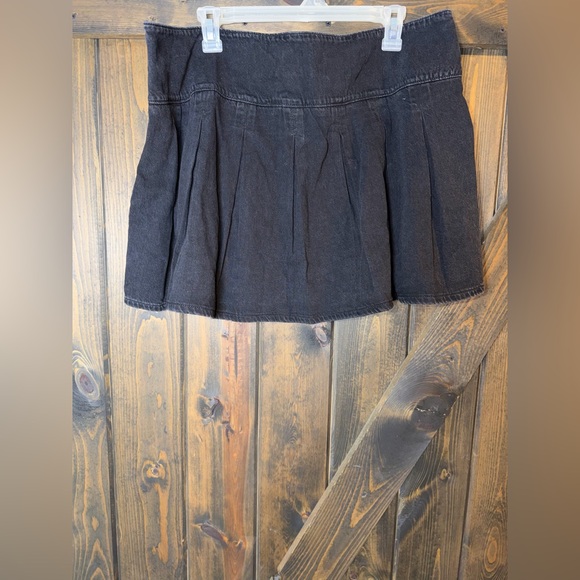 American Eagle Denim Pleated Mini Skirt Y2K Preppy Grunge Academia Plus Sz 18 - Picture 3 of 7
